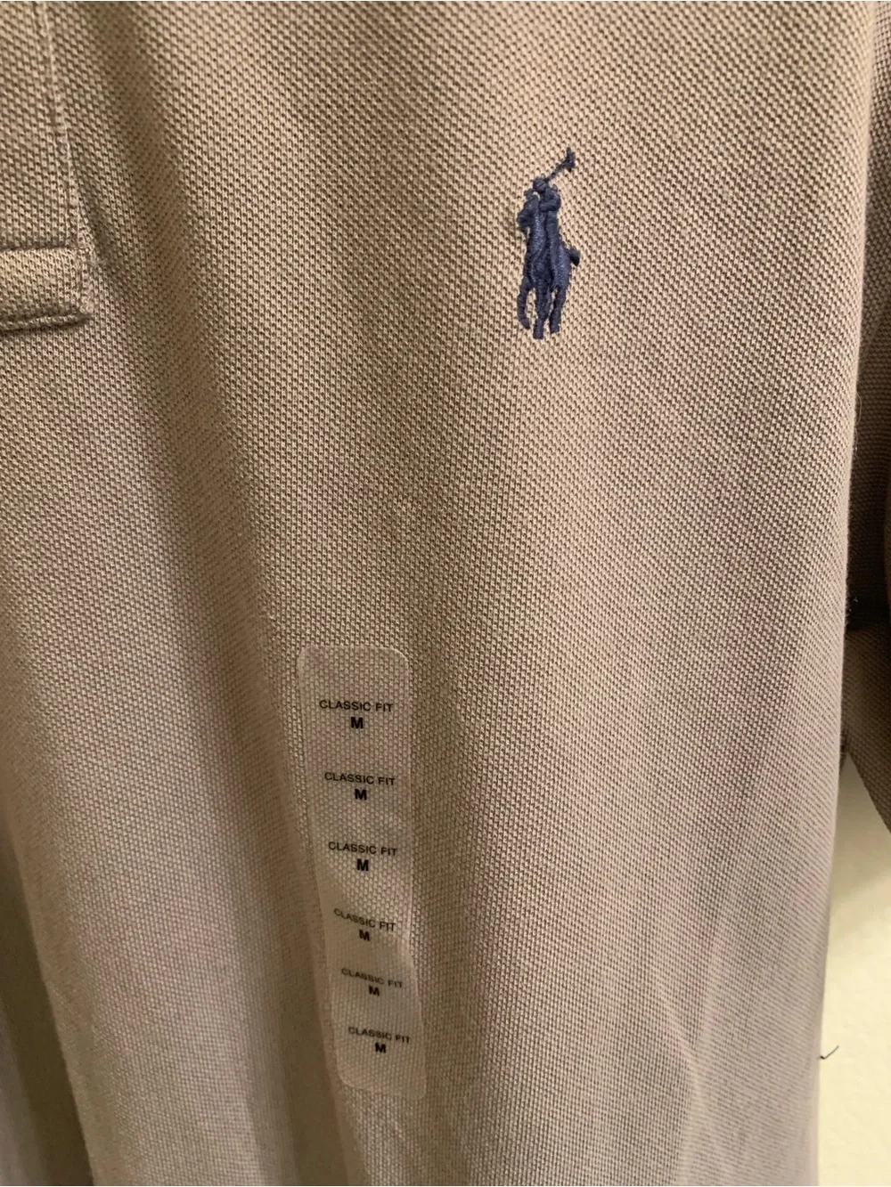 Ralph Lauren Polo Shirt Taupe with Navy Pony Embroidery